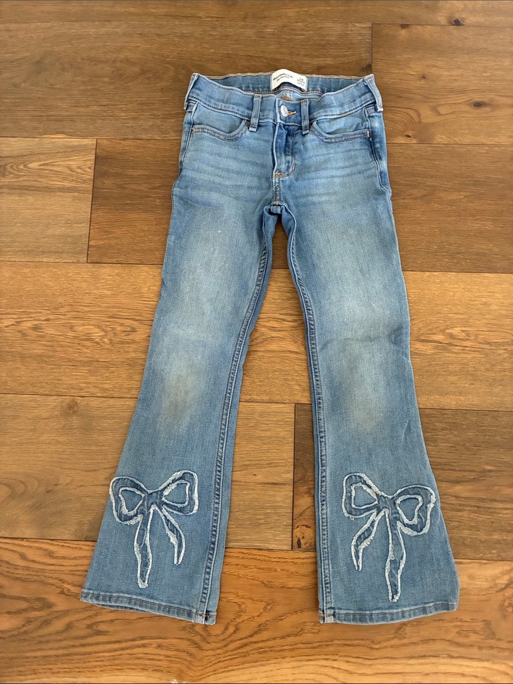abercrombie kids Light Blue Flare Jeans with Embroidered Bows